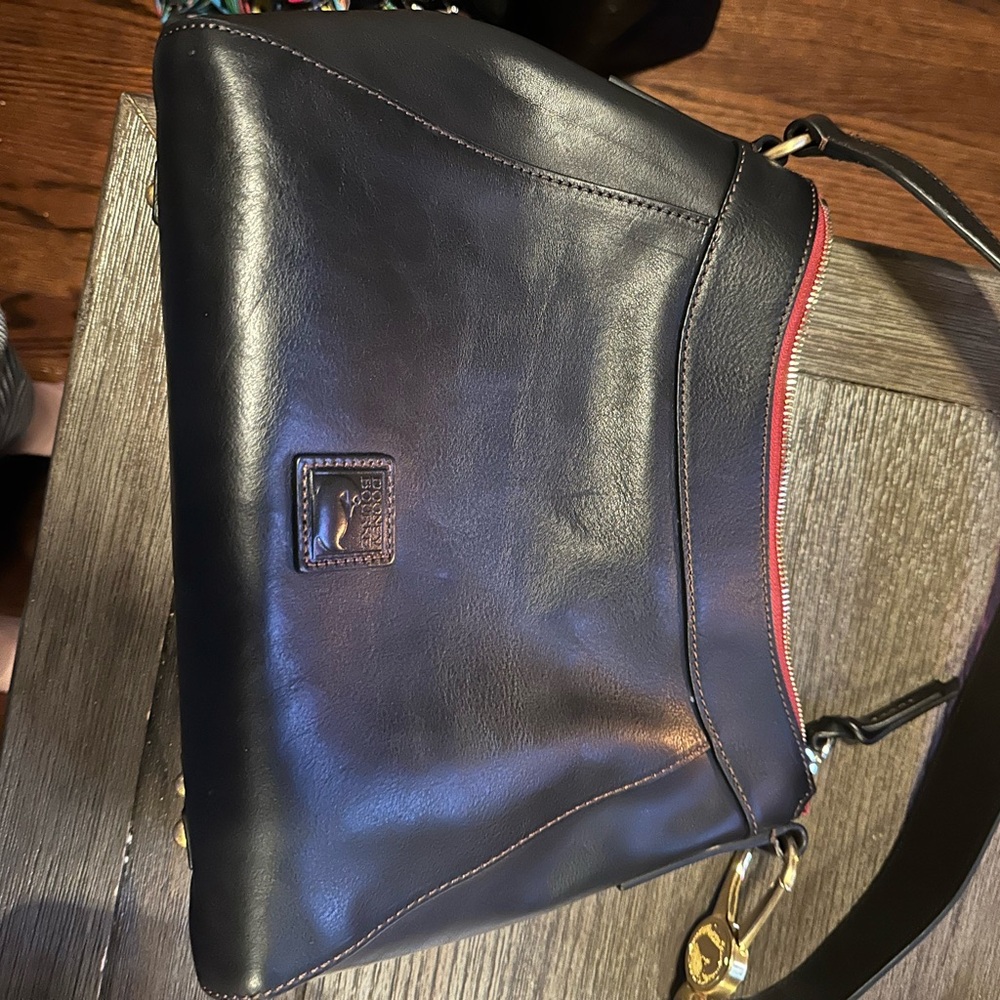 Dooney & Bourke Beautiful Black Shoulder Bag with Red Trim